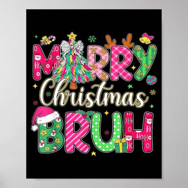 Bruh Christmas Shirt Kids Xmas Men Teen Boys Funny Poster (Vorne)