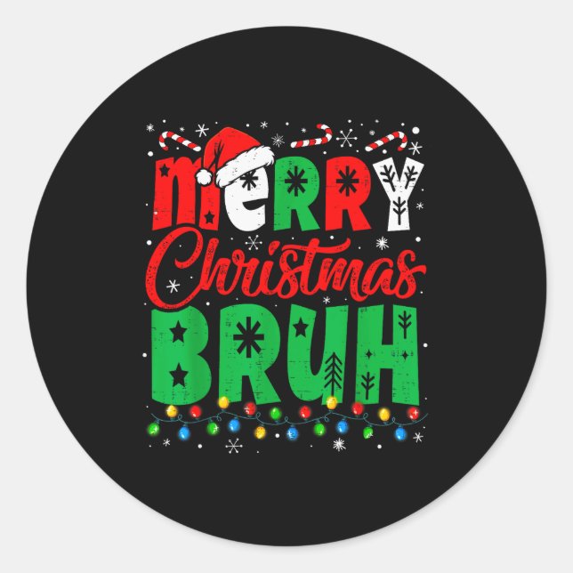 Bruh Christmas Shirt Kids Xmas Men Teen Boys Funny Runder Aufkleber (Vorderseite)