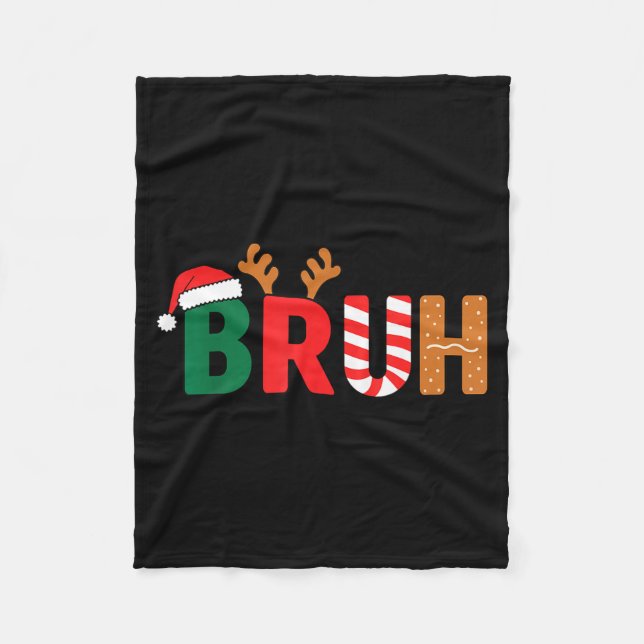 Bruh Christmas Shirt Teens Boys Xmas Kids Funny Ch Fleecedecke (Vorderseite)