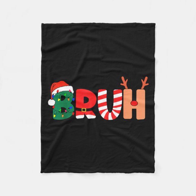 Bruh Christmas Shirt Teens Boys Xmas Kids Funny Ch Fleecedecke (Vorderseite)