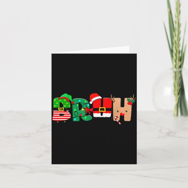 Bruh Christmas Tree Xmas Elf Santa Rudolph Pajamas Karte (Vorderseite)