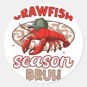 Bruh Crawfish Hat Boy Funny Crawfish Festival Runder Aufkleber