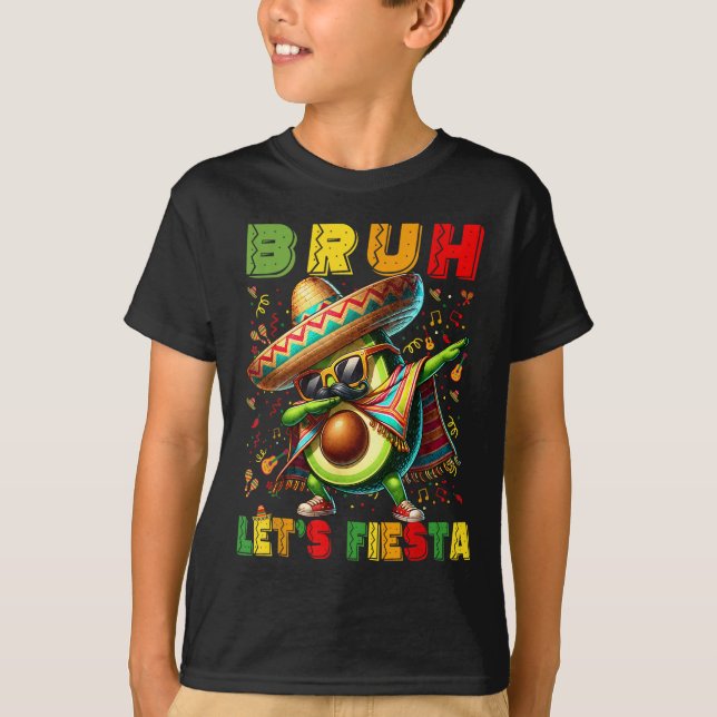 Bruh Dab Avocado Poncho Lasse Fiesta Kids Boys Cin T-Shirt (Vorderseite)