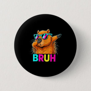 Bruh Dab Biber Retro Sonnenbrillen Dabbing Groundh Button