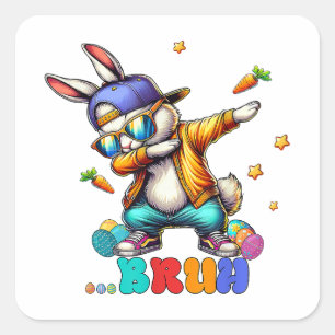 Bruh Dab Häschen Ostern Lustig Quadratischer Aufkleber