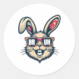 Bruh Dabbing Bunny Osterfest Mens Kids Boys Est Runder Aufkleber