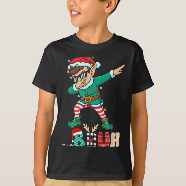Bruh Dabbing Elf Funny Kids Boys Mens Christmas Ma T-Shirt (Vorderseite)