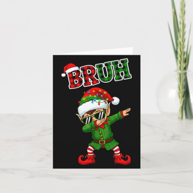 Bruh Dabbing Elf Funny Kids Years Pajamas Christma Karte (Vorderseite)
