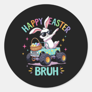 Bruh Dabbing Hase Frohe Ostern Monster Truck Liebe Runder Aufkleber