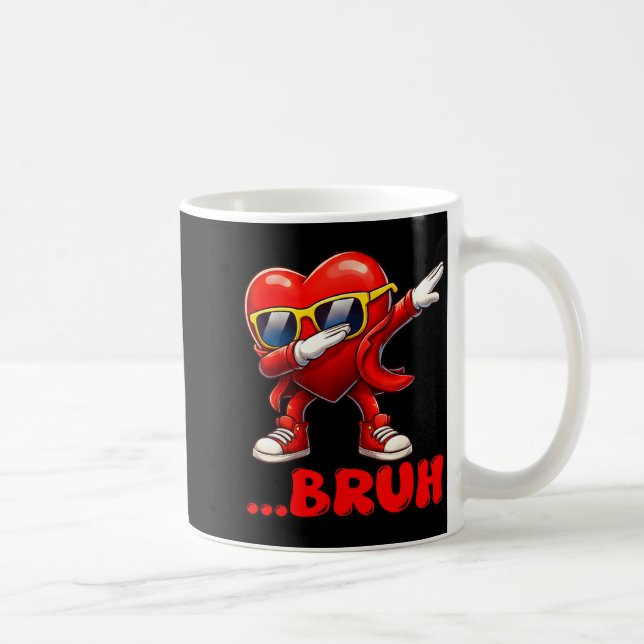 Bruh Dabbing Heart Funny Kids Boys Mens Valentine  Kaffeetasse (Rechts)