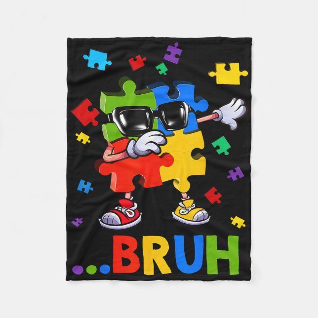 Bruh Dabbing Puzzle Autisse Awareness Teens Boys K Fleecedecke (Vorderseite)