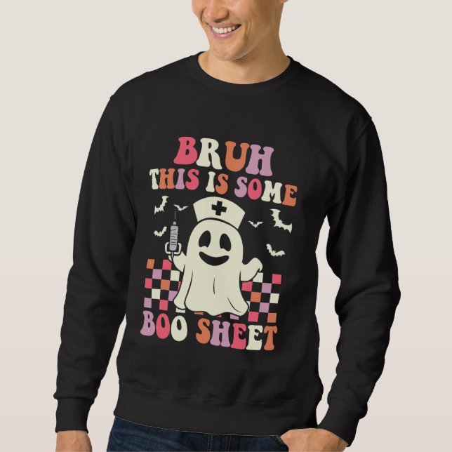 Bruh, das ist ein Boo Sheet Funny Groovy Halloween Sweatshirt (Vorderseite)
