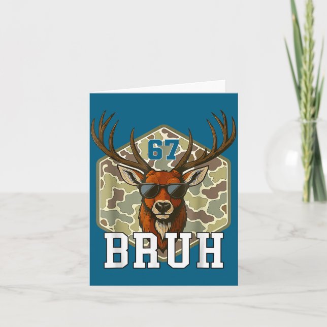 Bruh Deer 67 Funny Deer Hunting Camo Hat Youth Tee Karte (Vorderseite)