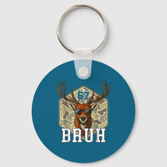 Bruh Deer 67 Funny Deer Hunting Camo Hat Youth Tee Schlüsselanhänger (Vorderseite)