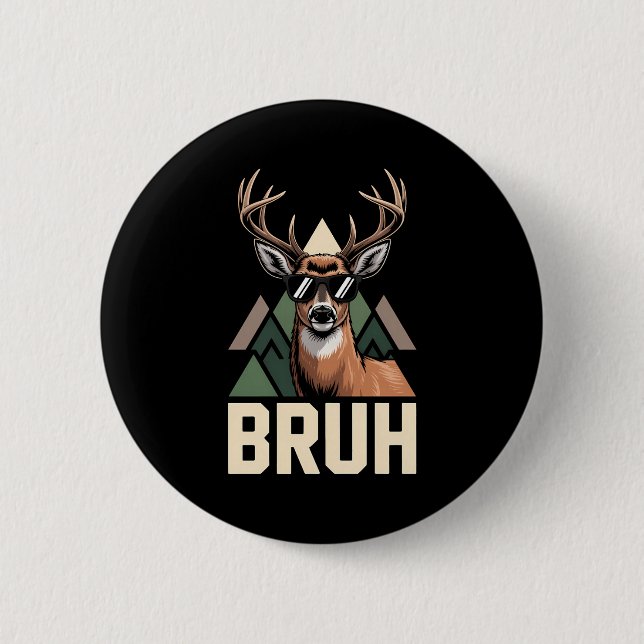 Bruh Deer Funny Deer Hunting Camo Hat Youth Kids S Button (Vorderseite)