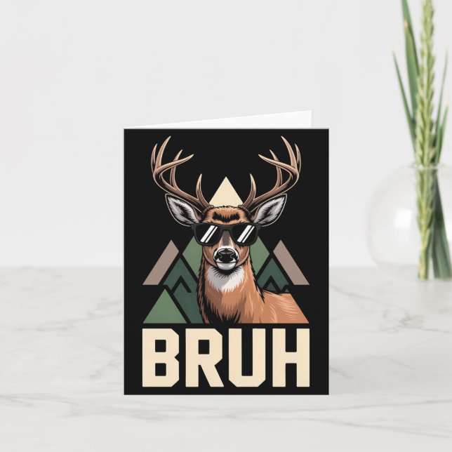 Bruh Deer Funny Deer Hunting Camo Hat Youth Kids S Karte (Vorderseite)