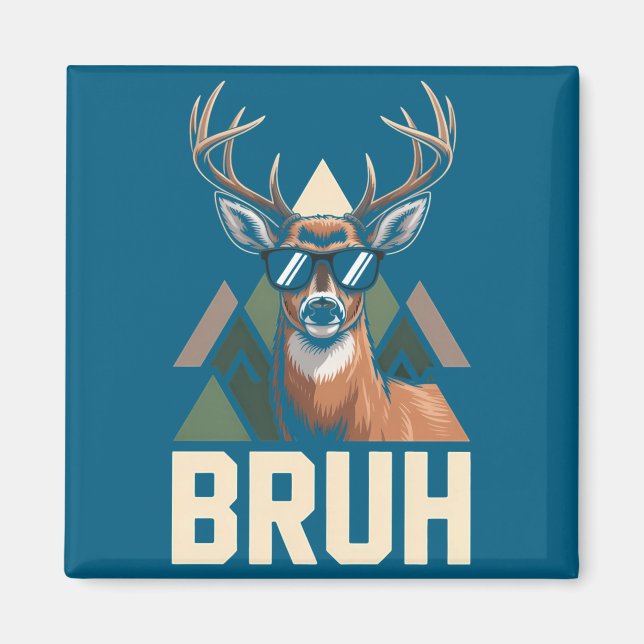 Bruh Deer Funny Deer Hunting Camo Hat Youth Kids S Magnet (Vorne)