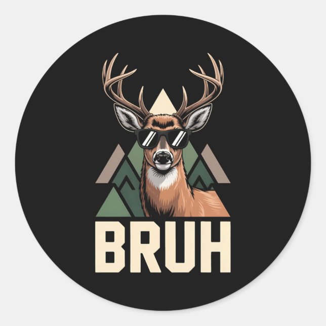 Bruh Deer Funny Deer Hunting Camo Hat Youth Kids S Runder Aufkleber (Vorderseite)