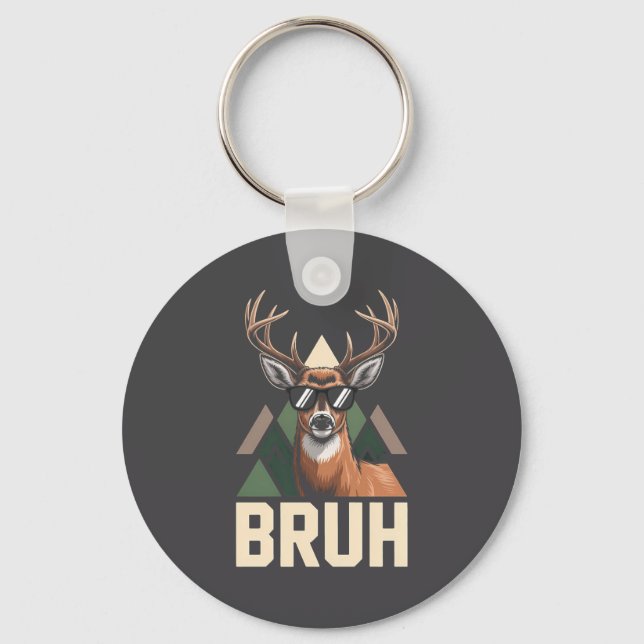 Bruh Deer Funny Deer Hunting Camo Hat Youth Kids S Schlüsselanhänger (Vorderseite)