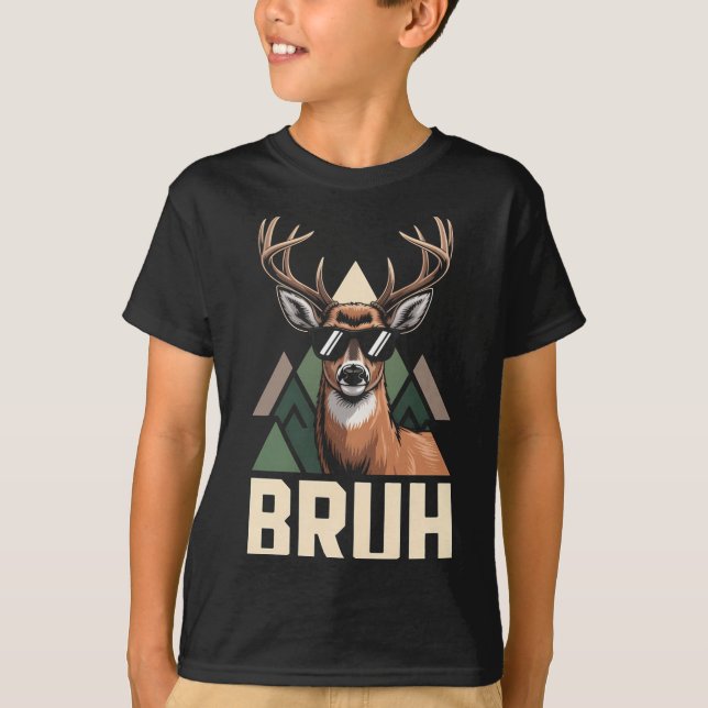 Bruh Deer Funny Deer Hunting Camo Hat Youth Kids S T-Shirt (Vorderseite)
