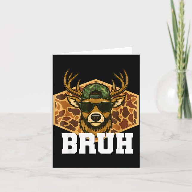 Bruh Deer Funny Deer Hunting Camo Hat Youth Teens  Karte (Vorderseite)