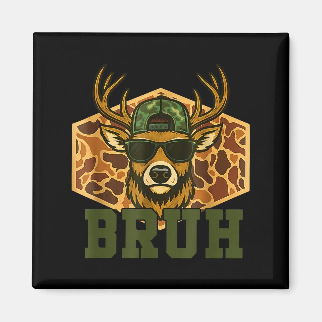Bruh Deer Funny Deer Hunting Camo Hat Youth Teens  Magnet (Vorne)