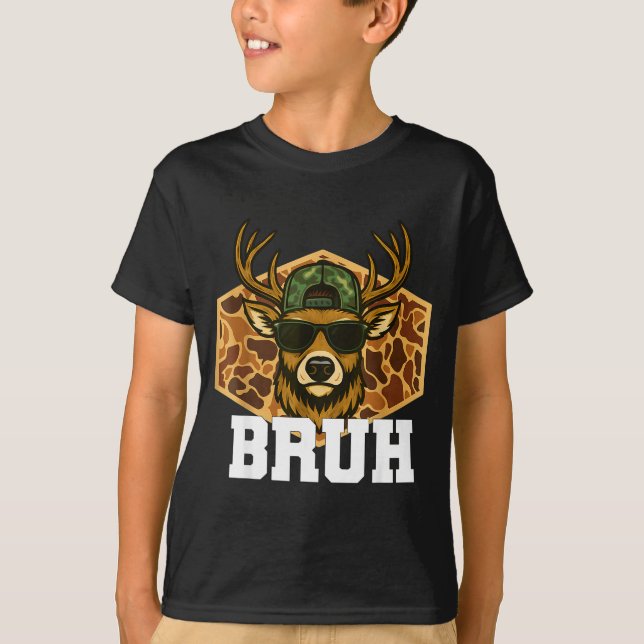Bruh Deer Funny Deer Hunting Camo Hat Youth Teens  T-Shirt (Vorderseite)
