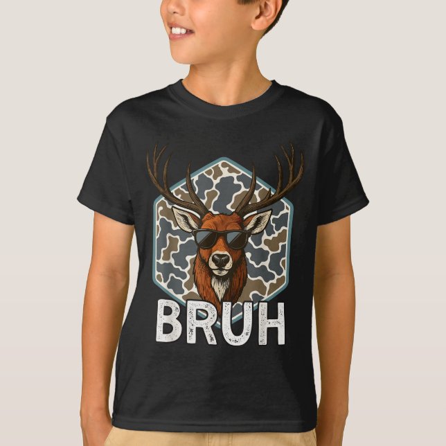 Bruh Deer Hunter Funny Deer Hunting Camo Men Teens T-Shirt (Vorderseite)