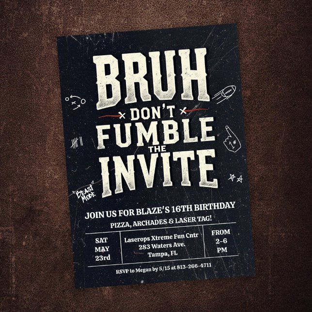 Bruh Don't Fumble the Ball Birthday Invitation Einladung (Von Creator hochgeladen)