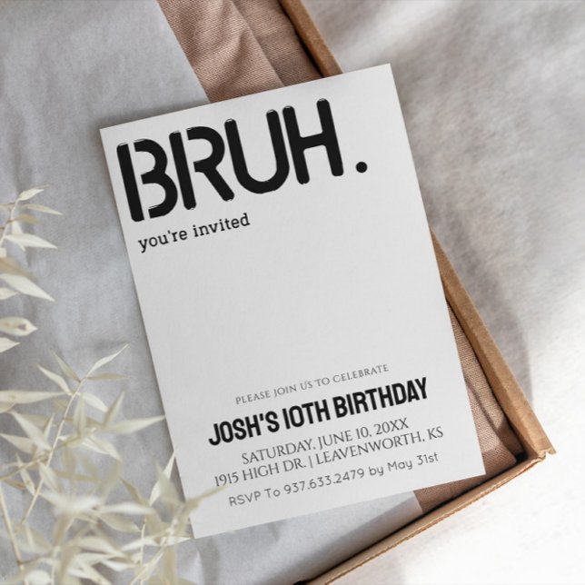 Bruh, du bist eingeladene Jungs zum Geburtstag Einladung (Von Creator hochgeladen)