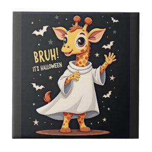 Bruh Es ist Halloween Lustiger Dabbing-Geist-Giraf Fliese