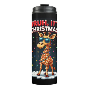 Bruh Es ist Weihnachten Giraffe Funny Dabbing Long Thermosbecher