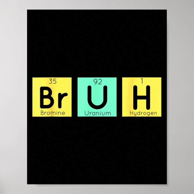 Bruh Funny Chemistry Gift Meme Periodic Table Meme Poster (Vorne)