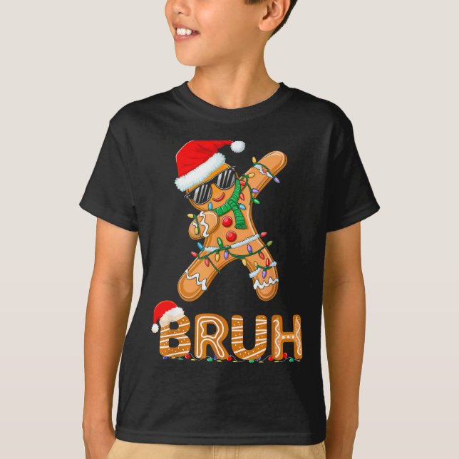 Bruh Funny Christmas Gingerbread Man Teens Boys Ki T-Shirt (Vorderseite)