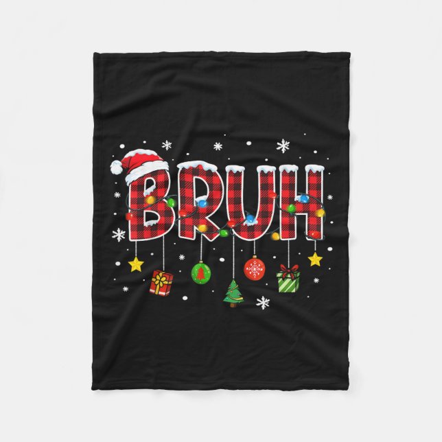 Bruh Funny Christmas Kariert Teens Boys Kids Xmas  Fleecedecke (Vorderseite)