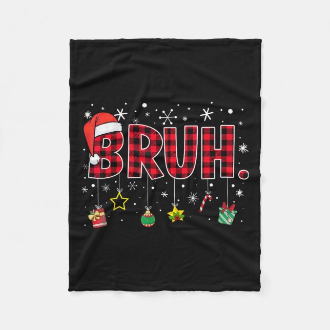 Bruh Funny Christmas Red Kariert Teens Boys Kids X Fleecedecke (Vorderseite)