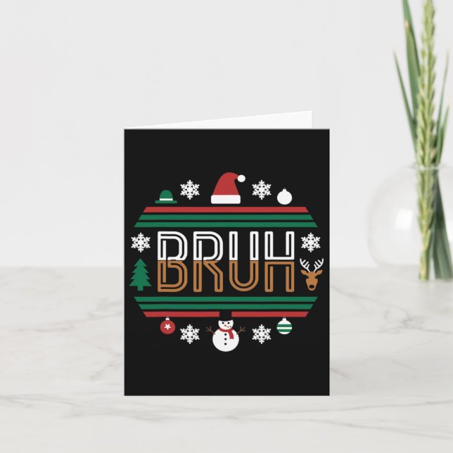 Bruh Funny Christmas Red Kariert Teens Boys Kids X Karte (Vorderseite)