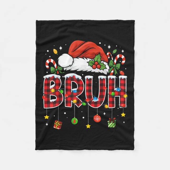 Bruh Funny Christmas Red Plaid Teens Boys Kids Xma Fleecedecke (Vorderseite)