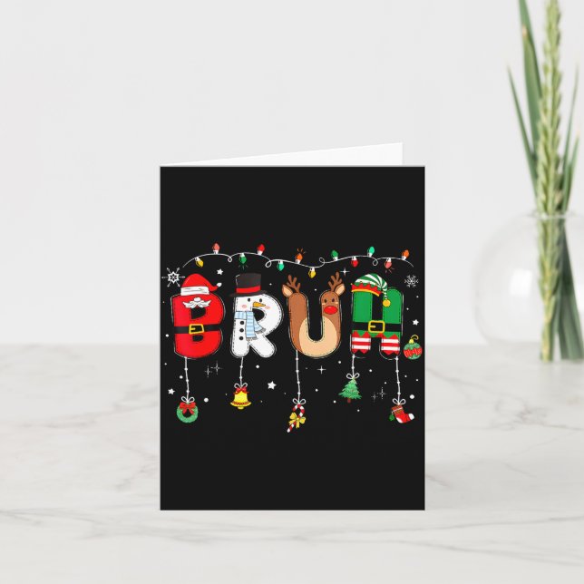 Bruh Funny Christmas Red Plaid Teens Boys Kids Xma Karte (Vorderseite)