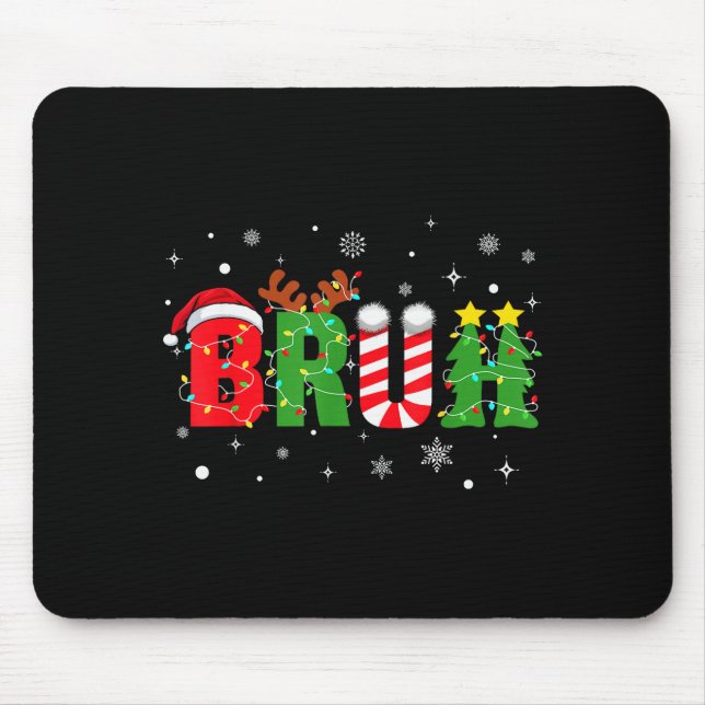 Bruh Funny Christmas Red Plaid Teens Boys Kids Xma Mousepad (Vorne)