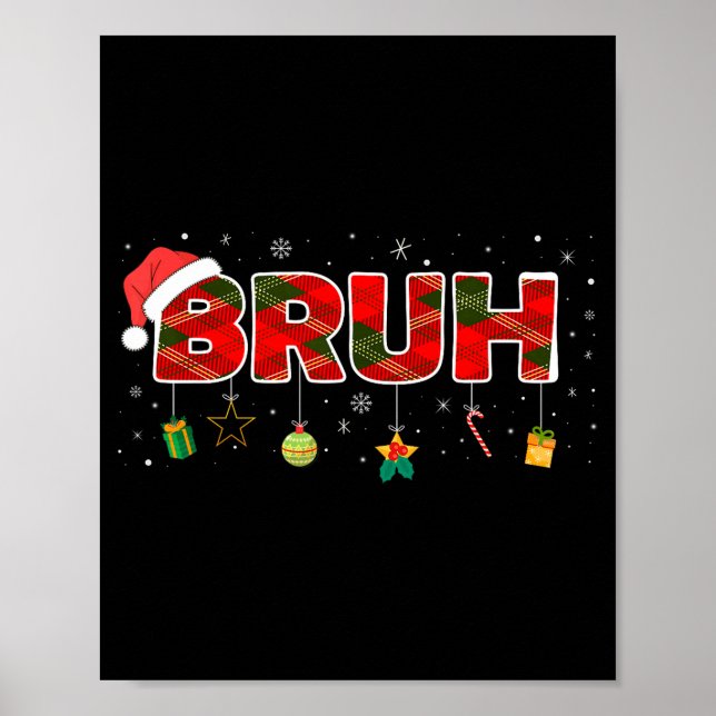Bruh Funny Christmas Red Plaid Teens Boys Kids Xma Poster (Vorne)