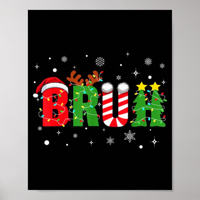 Bruh Funny Christmas Red Plaid Teens Boys Kids Xma Poster (Vorne)