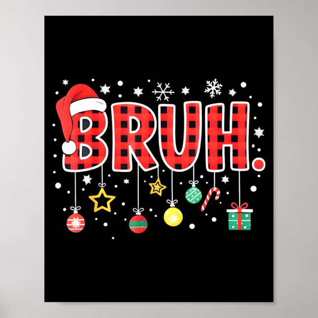 Bruh Funny Christmas Red Plaid Teens Boys Kids Xma Poster (Vorne)