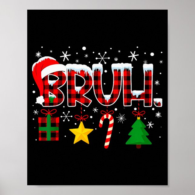Bruh Funny Christmas Red Plaid Teens Boys Kids Xma Poster (Vorne)