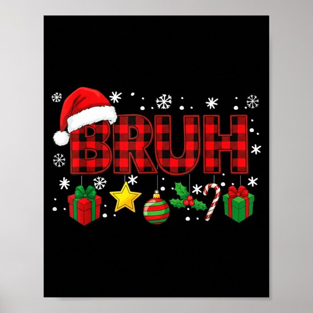 Bruh Funny Christmas Red Plaid Teens Boys Kids Xma Poster (Vorne)
