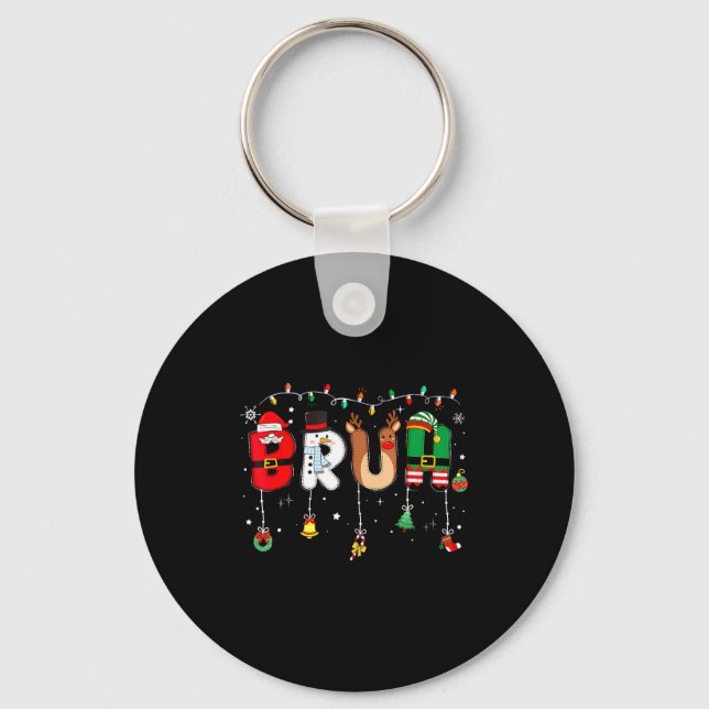 Bruh Funny Christmas Red Plaid Teens Boys Kids Xma Schlüsselanhänger (Vorderseite)