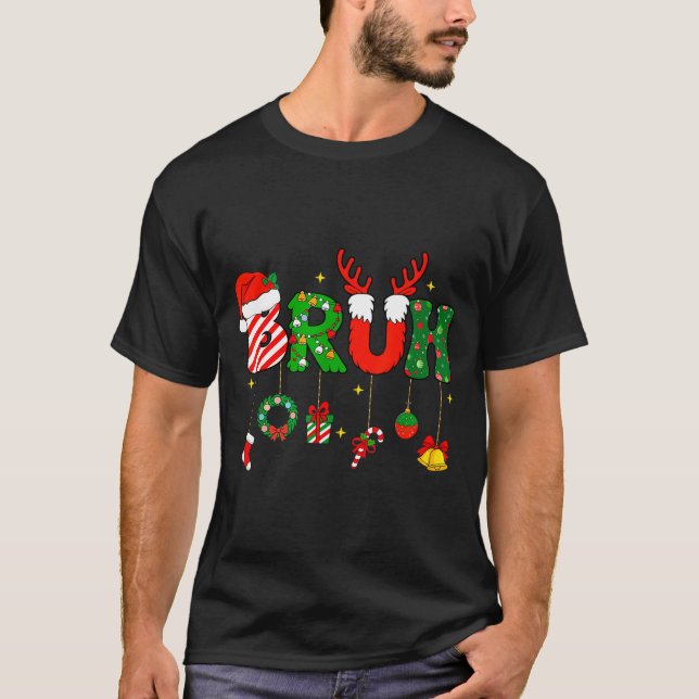 Bruh Funny Christmas Red Plaid Teens Boys Kids Xma T-Shirt (Vorderseite)