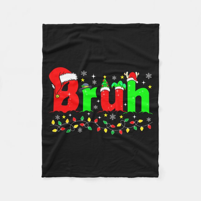 Bruh Funny Christmas Santa Hat Teens Boys Kids Xma Fleecedecke (Vorderseite)