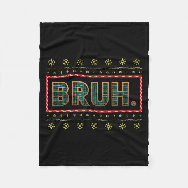Bruh Funny Christmas Xmas Pajamas Men Women Family Fleecedecke (Vorderseite)
