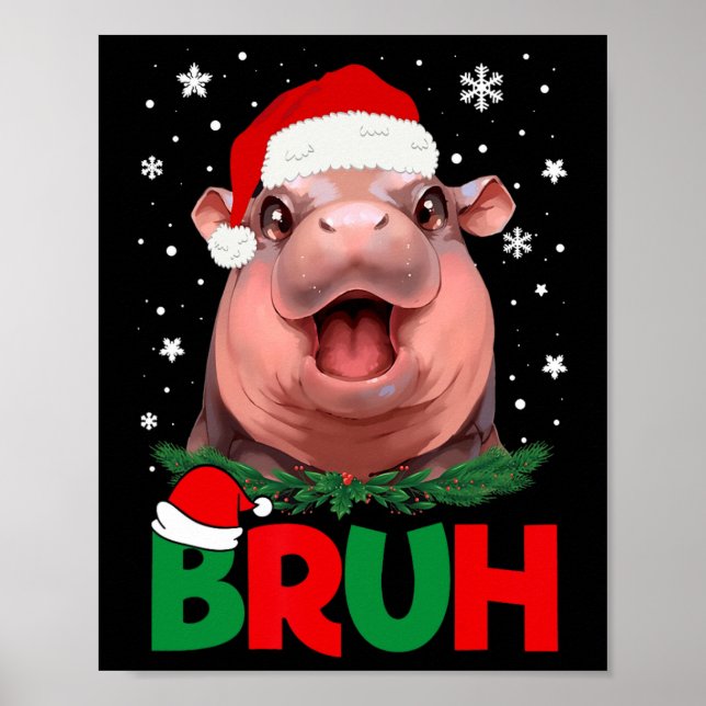 Bruh Funny Moo Deng Teens Boys Kids Christmas Paja Poster (Vorne)